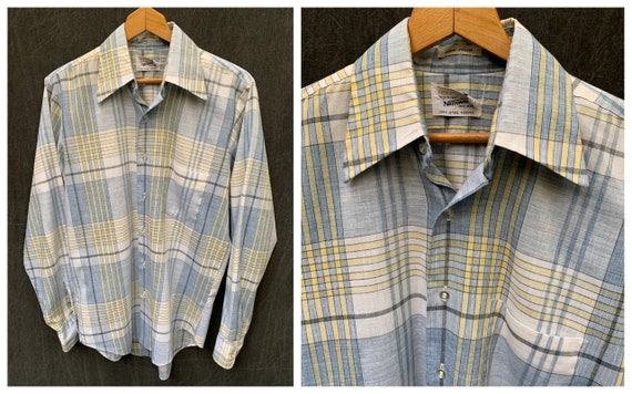 60s Plaid Button Down Shirt Long Sleeve by Coast to Coast | Etsy