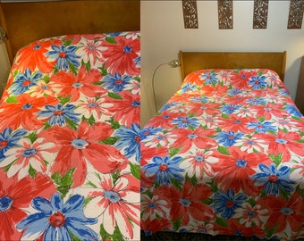 60s Bedspread Cannon Royal Family 'Heavenly Daisy' Pattern, FULL Bed Size, Lightweight Cotton Comforter
