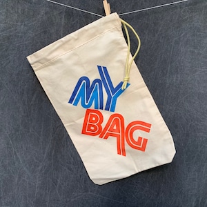Vintage Baumwolltasche mit Kordelzug &#39;My Bag&#39;
