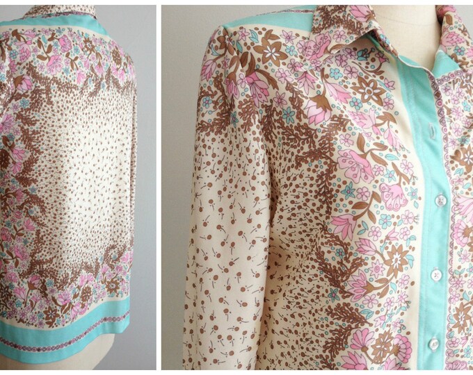 60's Empress Sports Spring Pastel Floral Shirt With Etsy