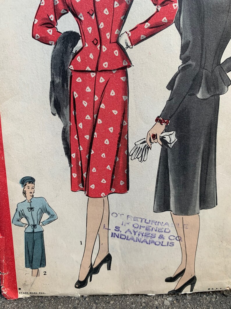 40s Hollywood Pattern 1761 Misses' Skirt Suit Fitted | Etsy