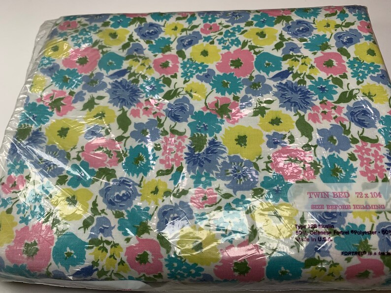 60s Dan River Dantrel TWIN FLAT Sheet Muslin Mid Century Pink Etsy