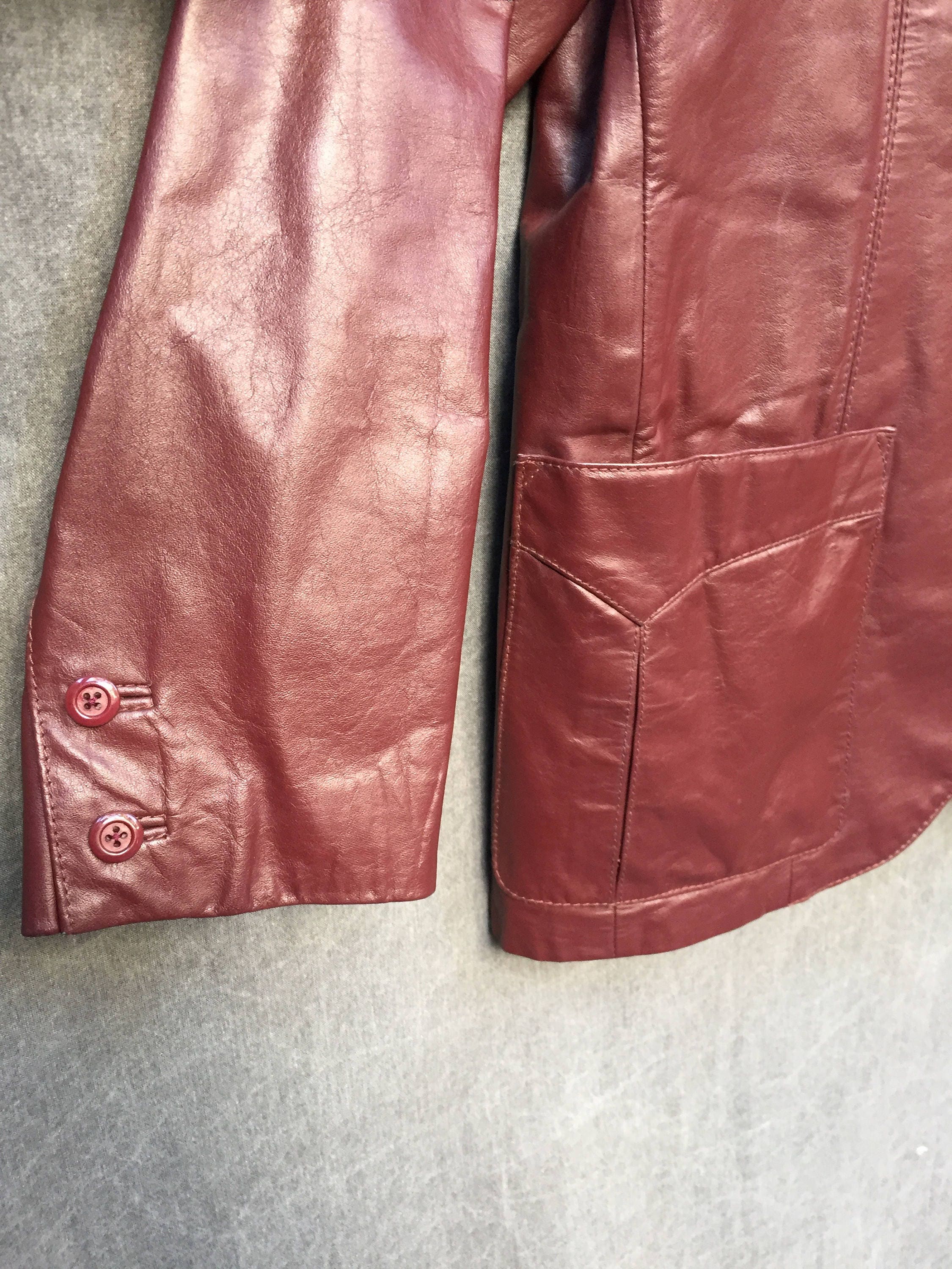 70's Etienne Aigner Oxblood Mod Leather Jacket // | Etsy