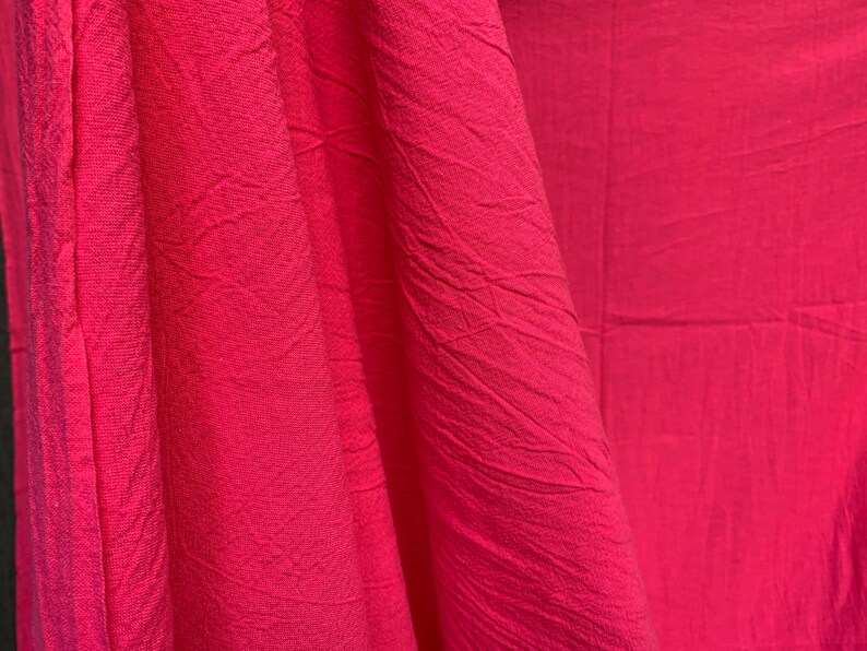 80s Crinkle Cotton Solid Fuchsia Coral Pink 52 W x 134 L = 3.7 Yards