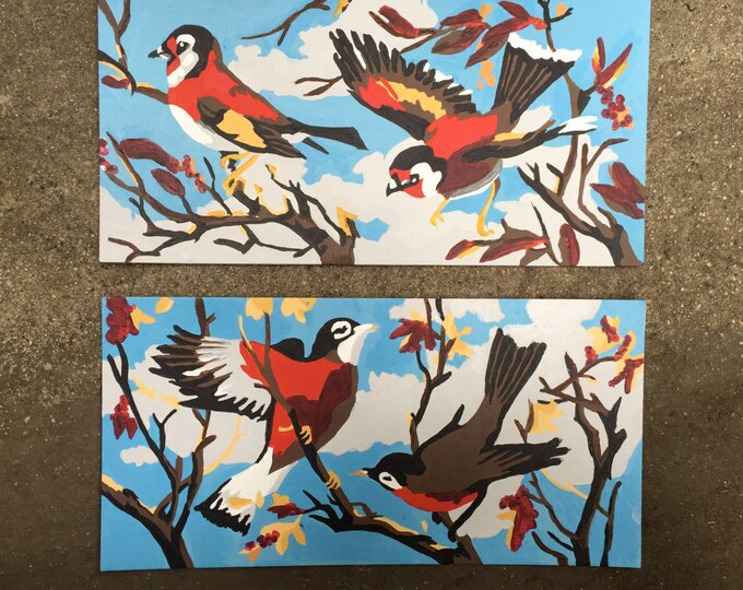 60's Craft Master Paint by Number Paired Paintings Birds Etsy