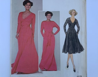 70s Vogue 1279 American Designer Pattern Geoffrey BEENE Misses' Evening Dress // Size 12 Bust 34