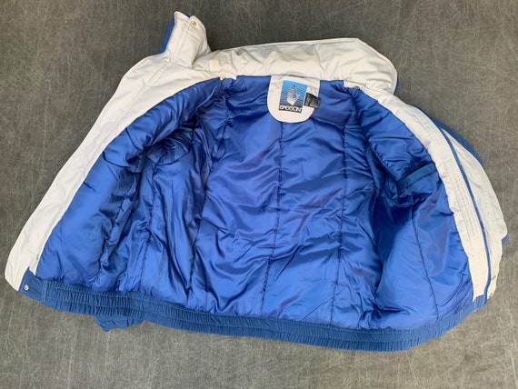 80s Sasson Parka Blue and Gray Hooded Ski Jacket … - image 9