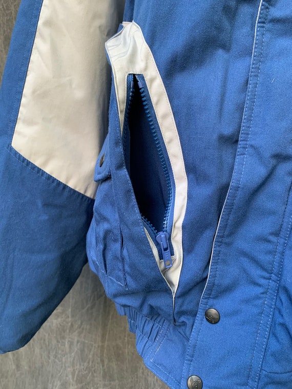 80s Sasson Parka Blue and Gray Hooded Ski Jacket … - image 8