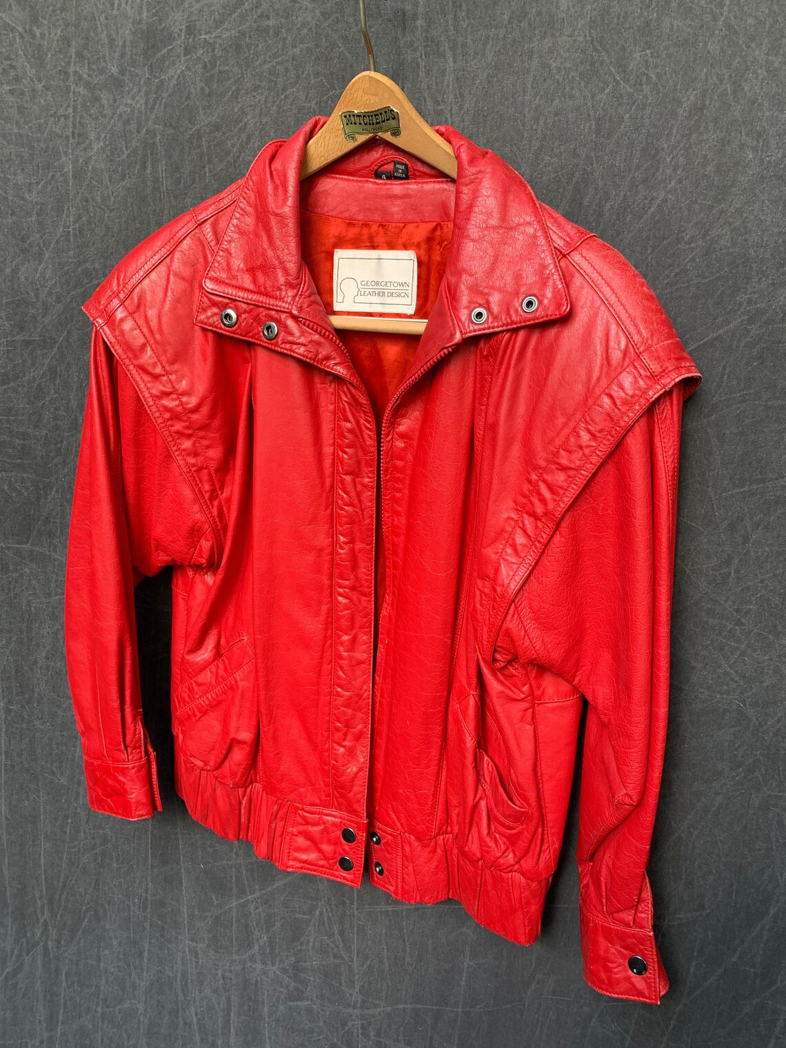 80s Red Leather Jacket by Georgetown Leather Design Michael | Etsy