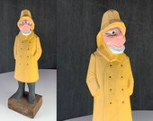 Vintage LARGE Sea Captain Wood Carved Fisherman Sailor Figurine Statue 12 quot Tall