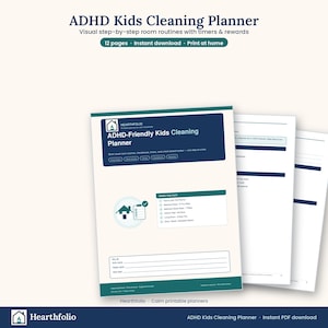 Planificador de limpieza imprimible apto para niños con TDAH / Temporizador visual de pasos para tareas con recompensa
