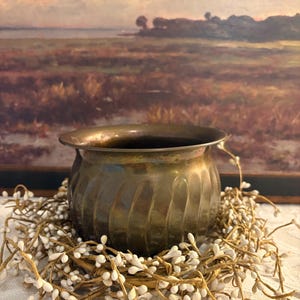 Small Solid Brass Planter, Vintage Mid Century Modern Decorative Bowl, Boho Succulent Pot, Mini Metal Plant Holder, Housewarming Decor Gift