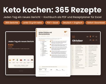 Keto Cookbook PDF with 365 Recipes: One Low-Carb Dish for Every Day, Recipes from 42 Countries, Excel Recipe Planner with Shopping List