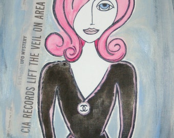 ALWAYS A MYSTERY In Chanel - Original Painting by Listed California Artist Lorna Wallace