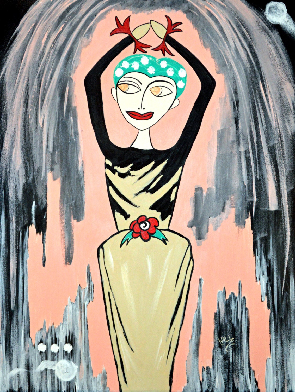 El espacio entre - Pintura ORIGINAL - Artista californiana Lorna Wallace