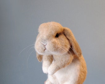 Needle Felted Rabbit, Custom Made, Handmade Bunny, Lop Eared Rabbit, Holland Lop or any other breed - made to order