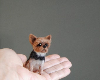 Custom Made Pet Portrait, SMALL SIZE, Personalized Felt Miniature Dog: Yorkshire Terrier or any other breed