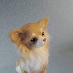 Needle Felted Longhaired Chihuahua, Custom Made Dog Portrait, Chihuahua or any other breed - made to order