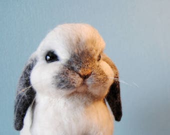 Custom Made Rabbit, Needle Felted Rabbit, Handmade Lifelike Felt Rabbit: Seal Point Dwarf Lop, Holland Lop, French Lop or any other breed