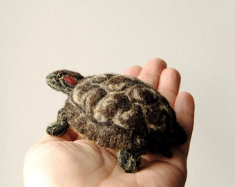 Custom Made Pet Portrait, Needle felted Tortoise, Red-eared slider or any other type - made to order