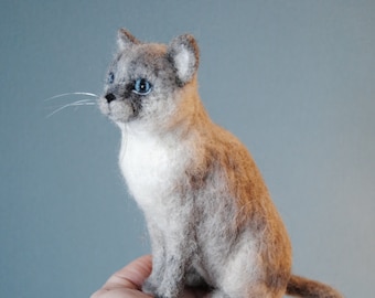 Nadelgefilzte siamesische Katze, kundenspezifisches Katzenportrait, Lilac Point oder blaue siamesische Katze oder jede andere Rasse werden von Fotos gemacht