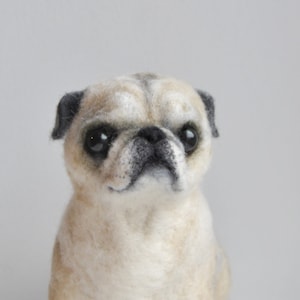 Needle Felted Dog, Custom Made Dog Portrait, Pug Dog or any other breed - made to order