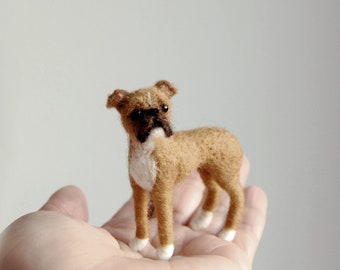 Custom Made Pet Portrait, SMALL SIZE, Personalized Felt Miniature Dog: Boxer Dog or any other dog breed