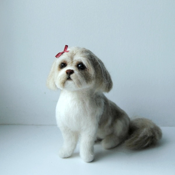 Custom Made Felt Dog, Needle Felted Dog, Shih Tzu, Maltese Dog, Havanese , Bichon Frisé, Lhasa Apso or any other breed - made to order