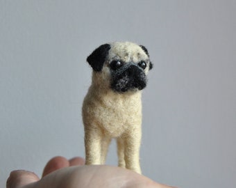 Nach Maß Haustier Portrait, SMALL SIZE, Nadel gefilzt Miniatur Hund, Mops oder jede andere Rasse