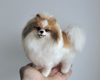 Custom Made Dog Portrait, Needle Felted Felted Dog, Pomeranian or any other breed - made to order