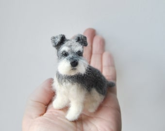 Custom Made Pet Portrait, SMALL SIZE, Needle Felted Dog, Miniature Schnauzer or any other breed