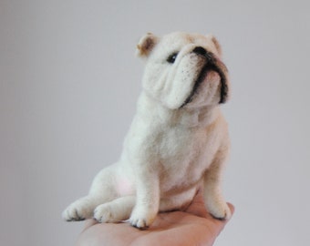 Custom Made Pet Sculpture, Needle Felted Dog, English Bulldog, French Bulldog or any other breed - made to order