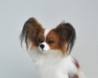 Custom Made Dog Portrait, Needle Felted Felted Dog, Papillon or any other breed - made to order