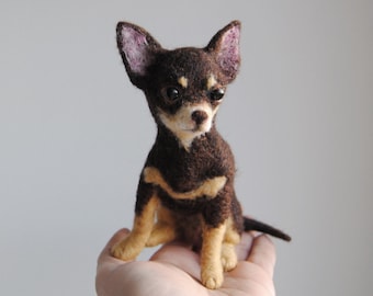 Needle Felted Chihuahua, Custom Made Dog Portrait, Chihuahua or any other breed - made to order