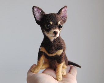 Needle Felted Chihuahua, Custom Made Dog Portrait, Chihuahua or any other breed - made to order