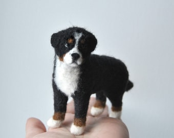 Custom Made Pet Portrait, SMALL SIZE, Personalized Felt Miniature Dog: Bernese Mountain Dog or any other dog breed