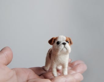 Custom Made Pet Portrait, SMALL SIZE, Needle Felted Miniature Dog, English Bulldog, Frenchie, Pug or any other breed