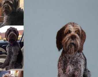 Custom Dog Portrait, Needle Felted Dog, Deutsch Drahthaar, Pointing Griffon, German Pointer or any other breed- made to order