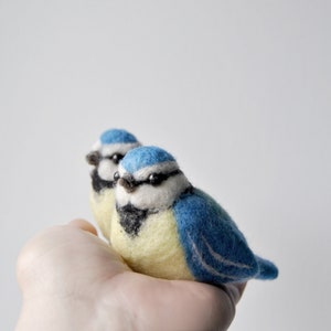 Needle Felted Blue Tit, Handmade Bird, Cute Felt Blue Tit, Birds Home Decor READY TO SHIP image 1