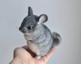 Custom Made Custom Felted Chinchilla, Needle Felted 3D Pet Portrait