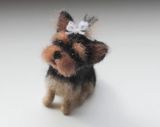 Needle Felted Yorkshire Terrier, Needle Felted Dog, Collectible Soft