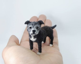 Custom Made Pet Portrait, SMALL SIZE, Personalized Felt Miniature Dog: Pit Bull or any other dog breed