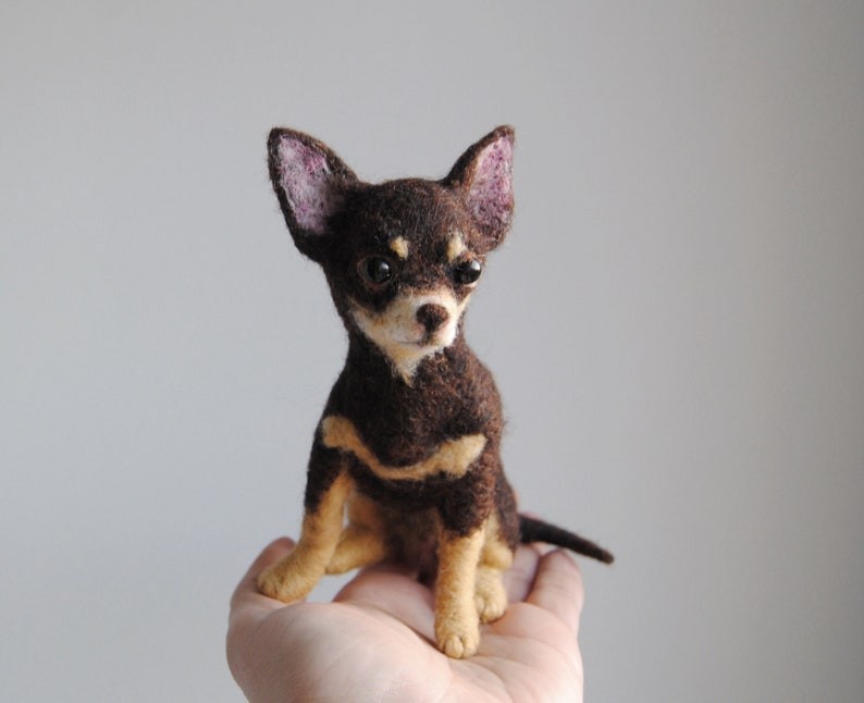 Needle Felted Chihuahua, Custom Made Dog Portrait, Chihuahua or any other breed made to order image 1