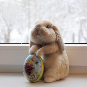 Custom Made Rabbit, Needle Felted Rabbit, Handmade Lifelike Felt Rabbit: Seal Point Dwarf Lop, Holland Lop, French Lop or any other breed image 7