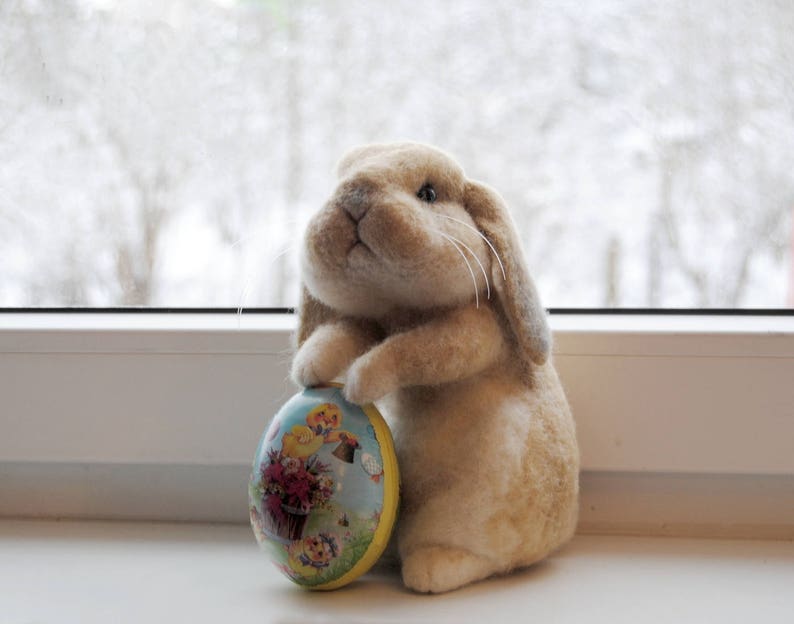 Custom Made Rabbit, Needle Felted Rabbit, Handmade Lifelike Felt Rabbit: Seal Point Dwarf Lop, Holland Lop, French Lop or any other breed image 7