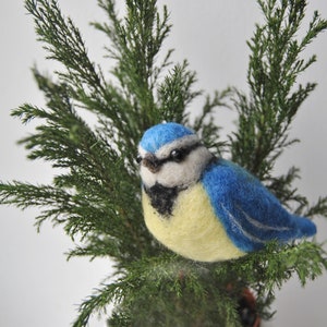 Needle Felted Blue Tit, Handmade Bird, Cute Felt Blue Tit, Birds Home Decor READY TO SHIP image 9