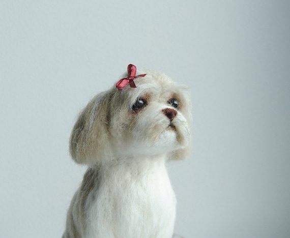 Shih Tzu Yorkie Mix Needle Felted Dog Sculpture Pet Replica Dog Memory Pet  Portrait Personalized Wool Figurine Wool Art Toys 