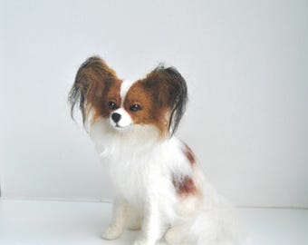 Custom Made Dog Portrait, Needle Felted Dog, Papillon or any other breed - made to order