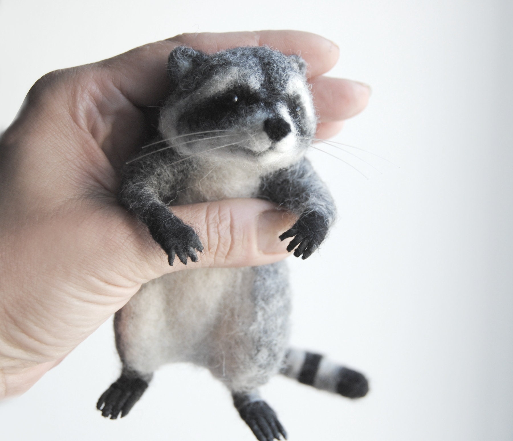 Needle Felted Raccoon Miniature Handmade Animal Felted Soft Etsy