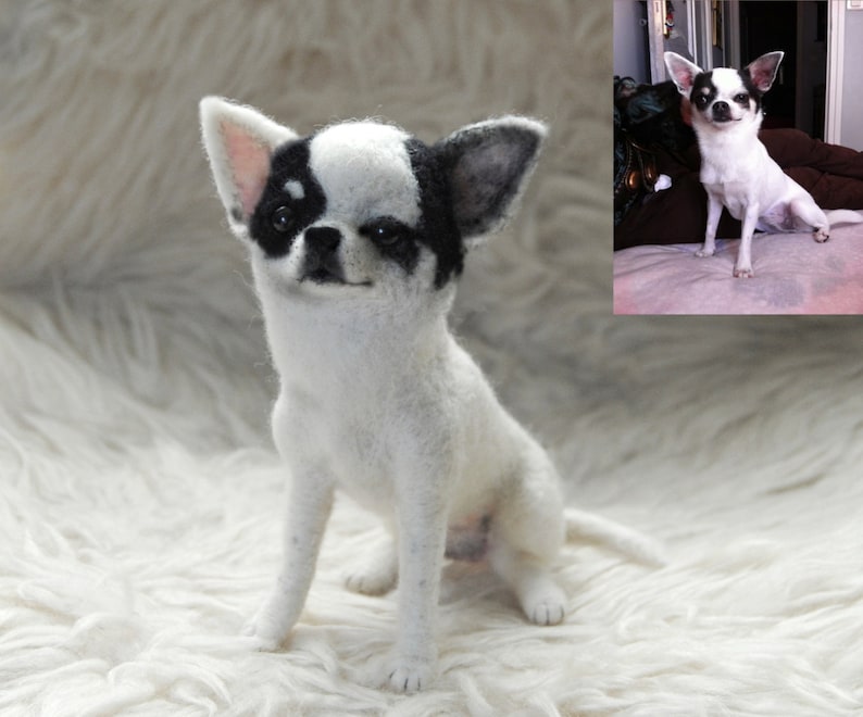Needle Felted Chihuahua, Custom Made Dog Portrait, Chihuahua or any other breed made to order image 8